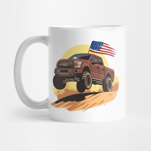 F150 car truck offroad jump on desert brown Mug